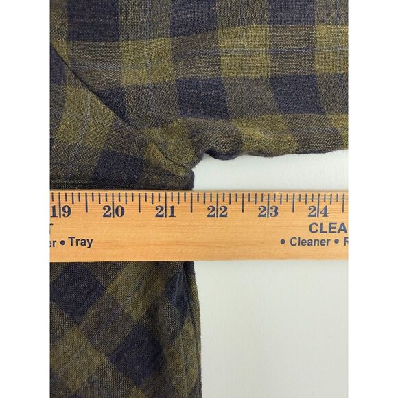 Free People Women's Snap Button Up Shirt Long Sleeve Green Blue Plaid Size M - Picture 7 of 11